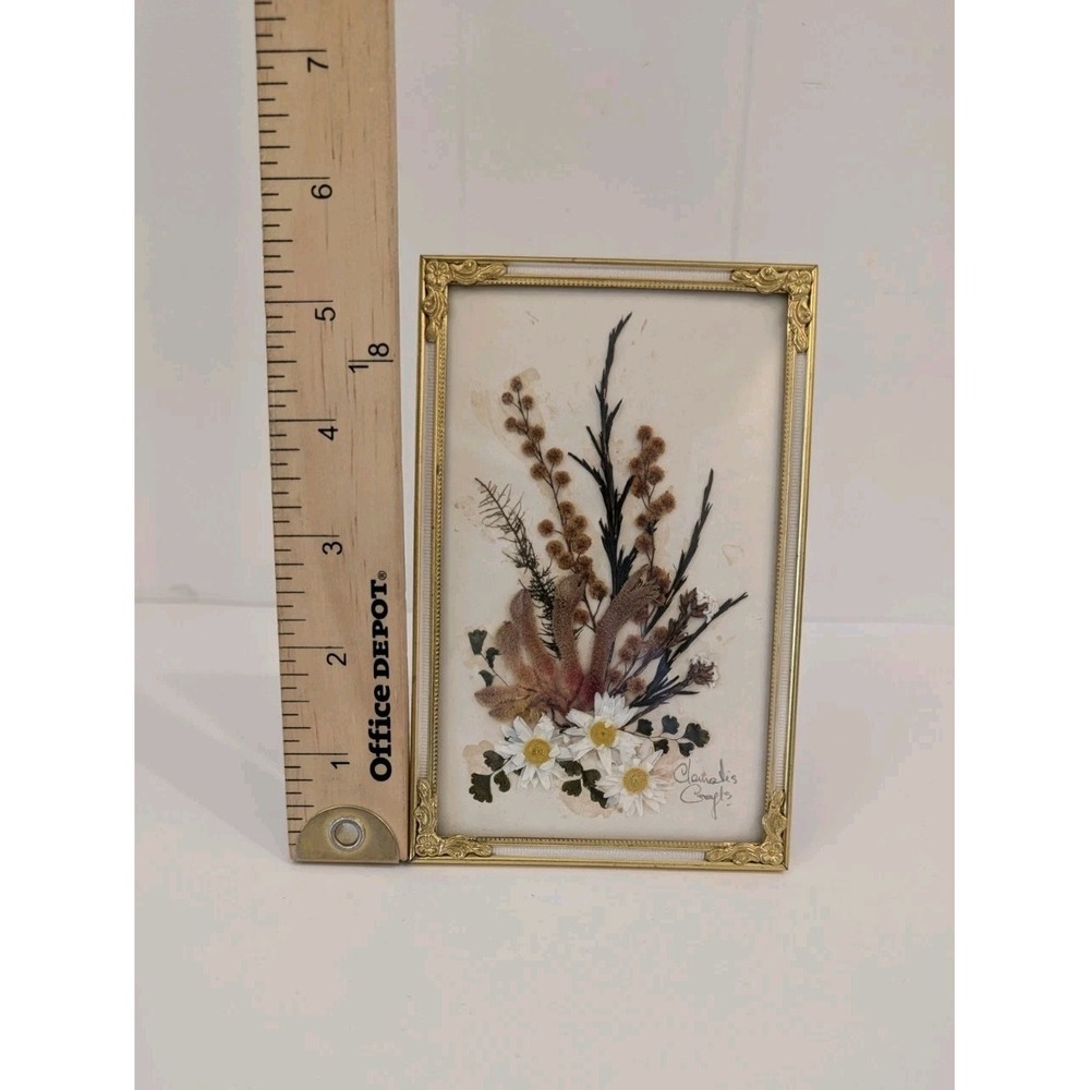 Vtg Framed Floral Dried Flower Picture Art Wall Hanging Signed Stella Turner - Picture 14 of 16